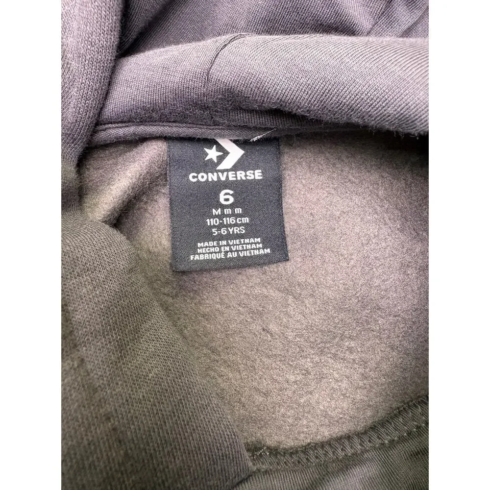 Converse Boys Gray Pullover Hoodie Sweatshirt Logo Pocket Size 6 NWT Youth